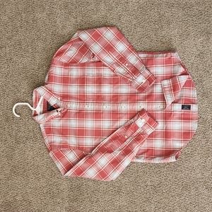 Abercrombie, Like New, dusty pink/white/blue-gray plaid, Men XS button-front